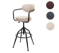 Mendler Tabouret de Bar HWC-H10f, Chaise de Bar Tabouret de comptoir Tabouret pivotant, Hauteur réglable Industrial Aspect Daim - Vintage Beige