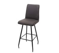 Tabouret de bar HWC-H72, repose-pieds tissu/textile en acier gris-brun