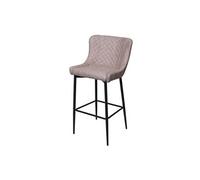 Tabouret de bar HWC-H79 métal vintage avec repose pied tissu textile gris