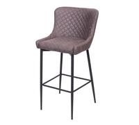 Tabouret De Bar Hwc-H79, Pour Comptoir, Métal, Vintage, Avec Repose-Pied Tissu / Textile Gris Foncé Multicolore
