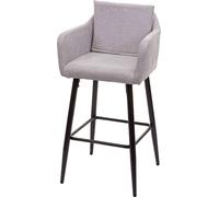 Tabouret De Bar Hwc-H93, Tabouret De Comptoir, Repose-Pieds Métal Tissu/Textile Gris Clair Multicolore