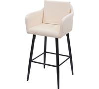 Tabouret de bar HWC-H93, chaise de bar tabouret de comptoir, repose-pieds métal ~ similicuir crème-beige