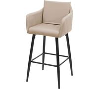 Tabouret de bar HWC-H93, chaise de bar tabouret de comptoir, repose-pieds métal ~ similicuir taupe-beige