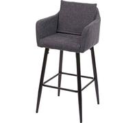 Tabouret de bar HWC-H93, chaise de bar tabouret de comptoir, repose-pieds métal ~ tissu/textile gris foncé