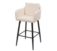 Tabouret de bar HWC-H93 repose pieds métal similicuir crème beige