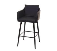 Tabouret de bar HWC-H93, tabouret de comptoir, repose-pieds métal similicuir noir
