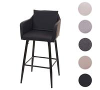 Tabouret de bar MENDLER HWC-H93, tabouret de comptoir, repose-pieds métal similicuir noir Noir G