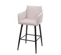 Tabouret de bar HWC-H93, tabouret de comptoir, repose-pieds métal tissu/textile crème-beige