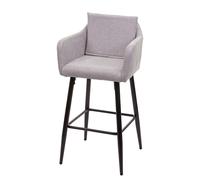 Tabouret De Bar Hwc-H93, Tabouret De Comptoir, Repose-Pieds Métal Tissu/Textile Gris Clair Multicolore