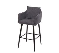 Tabouret de bar HWC-H93, chaise de bar tabouret de comptoir, repose-pieds métal ~ tissu/textile gris foncé