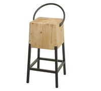 Tabouret De Bar Hwc-L76, Chaise De Bar Tabouret De Comptoir, Métal Industriel Bois Massif Certifié Mvg, Naturel Multicolore