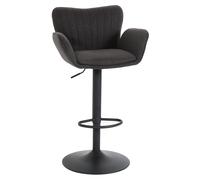 Tabouret de bar MENDLER HWC-M67, chaise de bar pivotante, avec accoudoirs repose-pieds pivotant tissu/textile fer gris foncé pied noir Gris