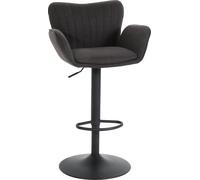 Tabouret de bar MENDLER HWC-M67, chaise de bar pivotante, avec accoudoirs repose-pieds pivotant tissu/textile fer gris foncé pied noir Gris