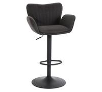 Tabouret De Bar Hwc-M67, Chaise De Bar Pivotante, Avec Accoudoirs Repose-Pieds Pivotant Tissu/Textile Fer Gris Foncé Pied Noir Multicolore