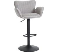 Tabouret de bar HWC-M67, chaise de bar pivotante, avec accoudoirs repose-pieds pivotant tissu/textile fer ~ gris clair pied noir