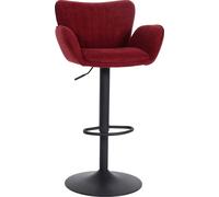 Tabouret de bar MENDLER HWC-M67, chaise de bar pivotante, avec accoudoirs repose-pieds pivotant tissu/textile fer bordeaux pied noir Rouge
