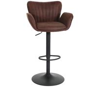 Tabouret de bar MENDLER HWC-M67, chaise de bar pivotante, avec accoudoirs repose-pieds pivotant tissu/textile fer brun foncé pied noir Marron