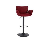 Tabouret de bar MENDLER HWC-M67, chaise de bar pivotante, avec accoudoirs repose-pieds pivotant tissu/textile fer bordeaux pied noir Rouge
