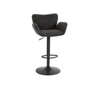 Tabouret de bar HWC-M67 tissu/textile fer gris foncé pied noir
