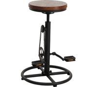 Mendler Tabouret de Bar HWC-N19, Chaise de Bar Tabouret de comptoir, Hauteur réglable pivotant Repose-Pieds Industriel métal Massif-Bois - Brun