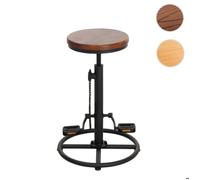 Tabouret de bar HWC-N19 industriel métal massif-bois brun