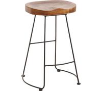 Mendler Tabouret de Bar HWC-N25, Chaise de Bar Tabouret de comptoir Tabouret de Cuisine, Repose-Pieds Industrial métal Massif-Bois Structure 3D - Brun