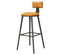 Tabouret de bar industriel avec dossier et assise en cuir synthétique, chaise haute moderne, pieds en métal noir, parfait pour cuisine, salle à manger, salon, fête, pub