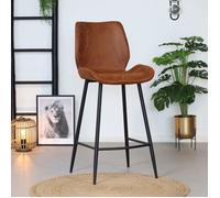 Tabouret de bar industriel Barrel en éco-cuir cognac 69 cm - Livin24 - Métal - Style industriel - Loft