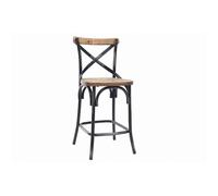 Tabouret de bar industriel en bois et métal vieilli noir 65 cm JAKE