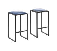 Tabouret de bar industriel - lot de 2 - noir/bleu - avec rembourrage - Royal Catering