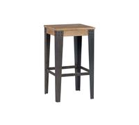 Tabouret de bar industriel métal et bois manguier massif MADISON