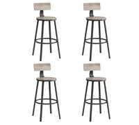 Tabouret de bar industriel - VASAGLE - Lot de 4 - Avec dossier - Grège et Noir