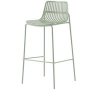 Tabouret De Bar Industrielle Metal, Chaise De Bar Haute Exterieur avec Dossier Et Repose-Pieds, Chaise Haute Cuisine pour Terrasse, Café, Salle À Manger, Salon(Green+Seat Cushion)