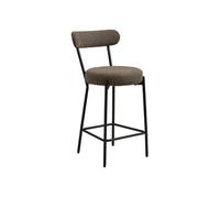 Tabouret de bar Ivanec tissu bouclette Marron pieds métal noir hauteur assise 65 cm
