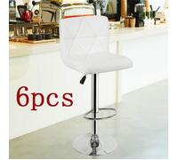 Tabouret de bar - JEOBEST - Lot de 6 - Réglable en hauteur - Cuir PU - Blanc