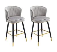 Tabouret de Bar Jeu de Chaise de 2, tabourets de Bar Stand de toxicomanie de Bar, Chaise de Cuisine éponge en Flanelle Bouton de Style Classique Moderne. Made in China