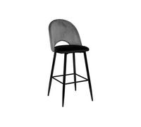 Tabouret de bar Kara velours gris Atmosphera - Gris Gris et noir