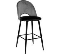 Tabouret de bar Kara velours gris Atmosphera - Gris Gris et noir