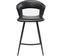 Tabouret de bar - KARE - Reunion - Simili cuir noir - Pieds en acier - Hauteur d'assise 65 cm