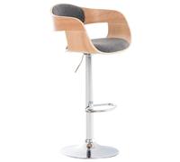 Tabouret de Bar Kingston Réglable en Hauteur Tissu I Chaise Haute de Cuisine avec Dossier et Repose-Pied Chaise Pivotante I Couleur:, Couleur:Natura/Gris Clair