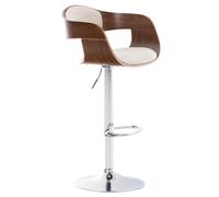 Tabouret de Bar Kingston Réglable en Hauteur Tissu I Chaise Haute de Cuisine avec Dossier et Repose-Pied Chaise Pivotante I Couleur:, Couleur:Noyer/crème