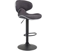 Tabouret De Bar Las Vegas V2 Tissu I Chaise Haute Réglable Pivotante Assise Rembourrée I Pied Et Repose-Pieds En Métal, Couleur:gris foncé, Couleur du cadre:noir