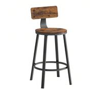 Tabouret de bar, Lot de 2, avec dossier, Cadre en acier, Hauteur 62,5 cm Marron