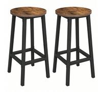 Tabouret de bar, Lot de 2, Hauteur 65 cm, Style Industriel, Marron Rustique Marron