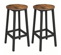 Tabouret de bar, Lot de 2, Hauteur 65 cm, Style Industriel, Marron Rustique Marron