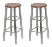 vidaXL Tabouret de bar 2 pcs Métal avec siège en MDF
