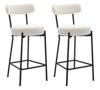 Tabouret de Bar - Lot de 2 - Siège Rembourré - Style Moderne Mi-siècle - Hauteur 66 cm - blanc