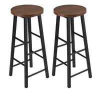 Tabouret De Bar Lot de 2 tabourets bar hauts en bois massif, style bistro, avec structure stable acier, parfaits for la salle à manger ou le café. Décoration idéale for un repas sur pouce(Dark beech)