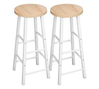 Tabouret De Bar Lot de 2 tabourets bar hauts en bois massif, style bistro, avec structure stable acier, parfaits for la salle à manger ou le café. Décoration idéale for un repas sur pouce(Light oak)