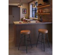 Tabouret De Bar Lot De 4 Acier Mousse Marron Caramel Marron